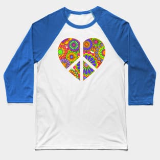 Love Flower Power Peace Sign Heart Baseball T-Shirt